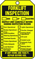 Forklift Tag, Forklift Inspection (Checklist)/Forklift Inspect, 25/Pk, Plastic - Makers Industrial Supply