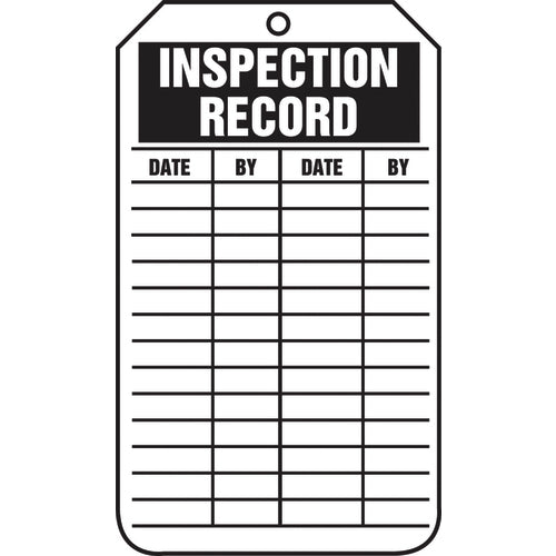 Inspection Record Tag, Inspection Record, 25/Pk, Cardstock - Makers Industrial Supply