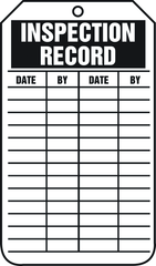 Inspection Record Tag, Inspection Record, 25/Pk, Plastic - Makers Industrial Supply