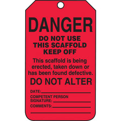 Scaffold Tag, Danger Do Not Use This Scaffold Keep Off, 25/Pk, Cardstock - Makers Industrial Supply