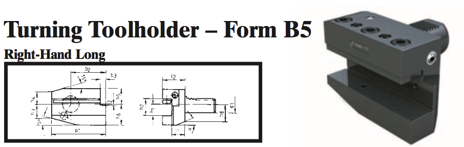 VDI Turning Toolholder - Form B5 (Right-Hand Long) - Part #: CNC86 25.5025 - Makers Industrial Supply