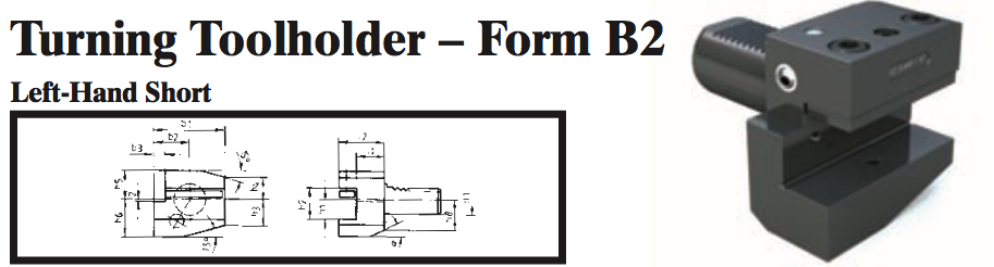 VDI Turning Toolholder - Form B2 (Left-Hand Short) - Part #: CNC86 22.2016 - Makers Industrial Supply