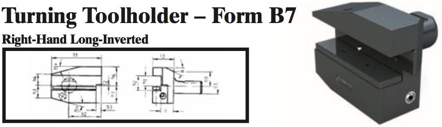 VDI Turning Toolholder - Form B7 (Right-Hand Long-Inverted) - Part #: CNC86 27.2516 - Makers Industrial Supply