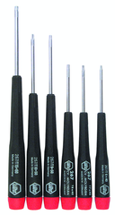 6 Piece - T6; T7; T8 x 40mm; T9; T10 x 50mm; T15 x 60mm - Precision Torx Screwdriver Set - Makers Industrial Supply