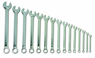 Snap-On/Williams Fractional Combination Wrench Set -- 15 Pieces; 12PT Satin Chrome; Includes Sizes: 5/16; 3/8; 7/16; 1/2; 9/16; 5/8; 11/16; 3/4; 13/16; 7/8; 15/16; 1; 1-1/16; 1-1/8; 1-1/4" - Makers Industrial Supply