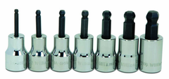 7 Piece - 1/8; 5/32; 3/16; 7/32; 1/4; 5/16; & 3/8" - 3/8" Drive - Ball Hex Socket Set - Makers Industrial Supply