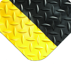 Diamond-Plate Select 19/16" x 2' x 75' Black/Yellow Work Mat - Makers Industrial Supply