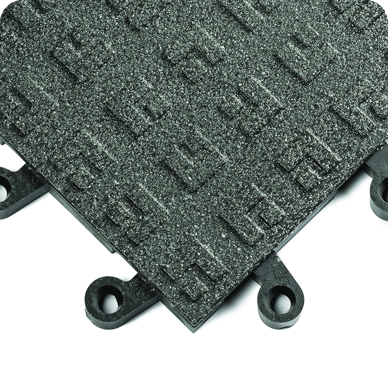 ErgoDeckÂ Heavy Duty Tiles SolidÂ with GritShield 18" x 18" x 7/8" Thick - Black - Makers Industrial Supply