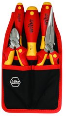 5 Piece - Insulated Belt Pack Pouch Set with 6.3" Diagonal Cutters; 8" Long Nose Pliers; Slotted 3.0; 4.5 and Phillips # 2 Screwdrivers in Belt Pack Pouch - Makers Industrial Supply