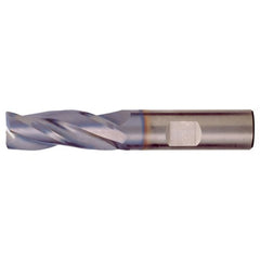 ‎5/8″ × 5/8″ × 1-5/8″ × 4″ RHS / RHC Solid Carbide 3-Flute Square End High-Performance End Mill for Steel and Stainless Steel - Bright - Exact Industrial Supply