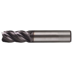 ‎3/8″ × 3/8″ × 1-1/8″ × 3″ RHS / RHC Solid Carbide 4-Flute Corner Radius End Mill - Bright - Exact Industrial Supply