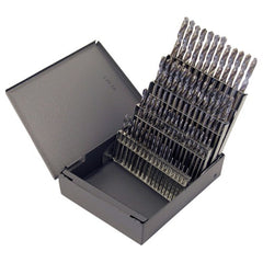 #1-#60 RHS / RHC HSS 118 Degree Radial Point General Purpose Screw Machine Length Drill Set - Bright - Exact Industrial Supply