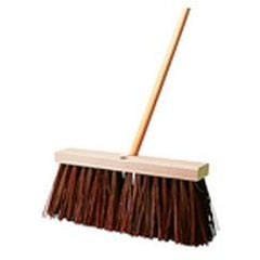 Street Broom, Hardwood Block, Palmyra Fill - Wide flared ends - Tapered handle holes - Makers Industrial Supply