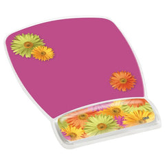 3M Gel Mousepad Wristrest MW308DS Compact Size Clear Gel Daisy Design 6.8″ × 8.6″ × 0.75″ - Makers Industrial Supply