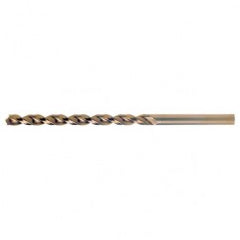 #10 RHS / RHC HSS-CO 8% (M42) 135 Degree Split Point Q-Cobalt Wide Land Parabolic Taper Length Drill - Straw / Gold Oxide - Makers Industrial Supply