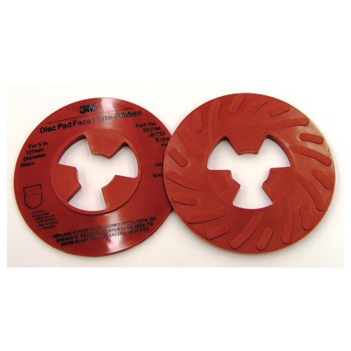 3M Disc Pad Face Plate Ribbed 81732L Extra Hard 5″ Red - Makers Industrial Supply