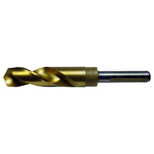 21/32 RHS / RHC HSS-CO 8% (M42) 118 Degree Split Point 1/2″ Reduced Shank Silver & Deming Drill - TiN - Exact Industrial Supply