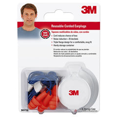 3M Corded Reusable Earplugs 90716H3-DC 3 pairs with case per pack 10 packs/case - Makers Industrial Supply