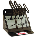 10 Piece - 3/32 - 3/8" T-Handle Style - 9'' Arm- Hex Key Set with Plain Grip in Stand - Makers Industrial Supply