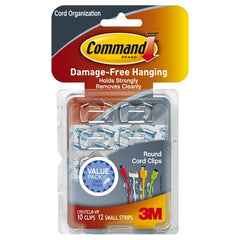 ‎Command Clear Round Cord Clips Value Pack 17017CLR-10ES 10 Clips 12 Strips - Exact Industrial Supply