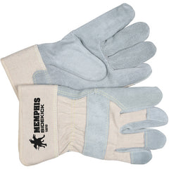 ‎Sidekick Gloves - Select Side Split Leather - White Back - 2-1/2″ Safety Cuff - Size Medium - Makers Industrial Supply