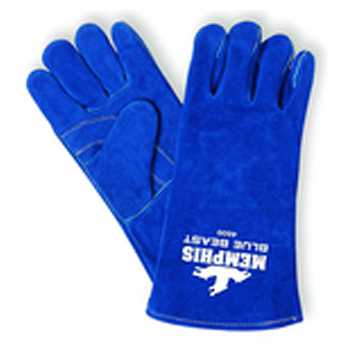 Blue Beast - Blue Side Leather Glove w/Reinforced Palm - Wing Thumb - Size X-Large - Makers Industrial Supply