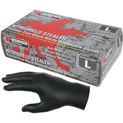 NitriSheild Stealth Gloves - 3 mil Black Nitrile - Industrial/Food Grade - Powder Free - Box of 100 - Size X-Large - Makers Industrial Supply