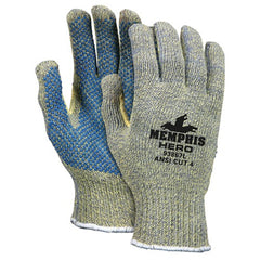 MCR Safety Cut Pro Hero Gloves - 7 Gauge Kevlar / Stainless Steel / Nylon - PVC Dots Palm Side - Size X-Large - Makers Industrial Supply