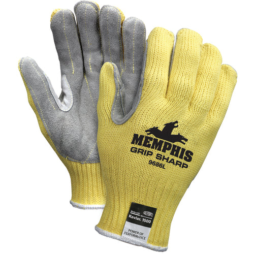 MCR Safety Cut Pro Gloves - 7 Gauge Kevlar Shell - Leather Palm - Size Large - Makers Industrial Supply