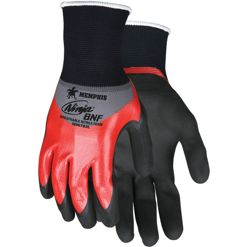 Ninja BNF Gloves with NFT Coating - 18 Gauge Nylon/Spandex - Coated Palm Fingertips and Over the Knuckle - Size Medium - Makers Industrial Supply