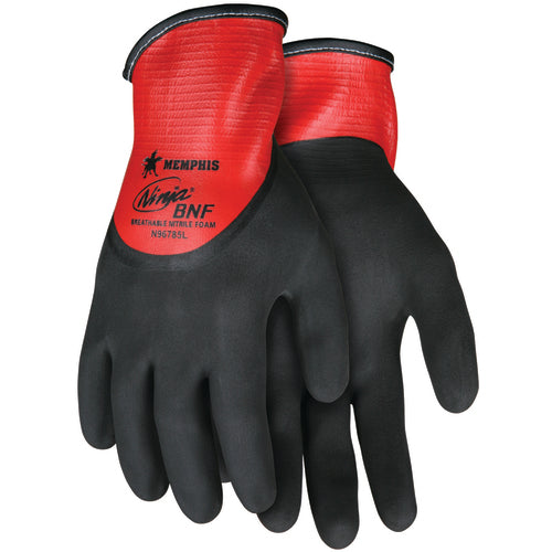 Ninja BNF Gloves with NFT Coating - 18 Gauge Nylon/Spandex - Full Nitrile Dip - Second Coating BNF - Size X-Large - Makers Industrial Supply