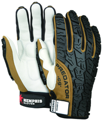 Predator Foam Padded Cow Grain Leather Palm, Tire Tread TPR Coating Gloves - Size Medium - Makers Industrial Supply