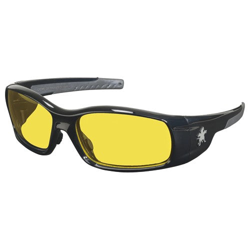 Safety Glasses - Black Frame-Amber Lens - SR1 Style - Makers Industrial Supply