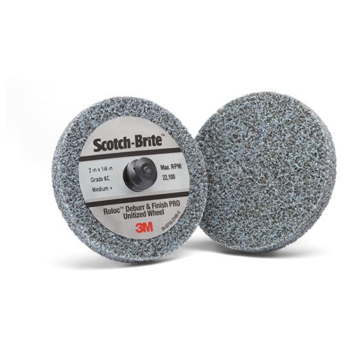 Scotch-Brite Roloc Deburr and Finish PRO Unitized Wheel TR 2″ × 1/4″ x NH 6C MED+ - Makers Industrial Supply