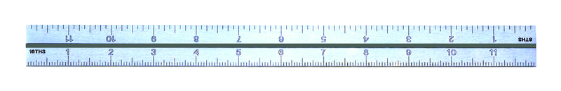 #599-9400-1221-1 - 300 mm - E/M Graduation - Chrome - Combination Square Blade - Makers Industrial Supply