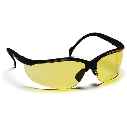 Safety Glasses - Amber Lens, Black Frame Venture II Style - Makers Industrial Supply