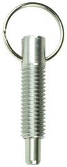 Hand Retractable Spring Plunger with Pull Ring - .75 lbs Initial End Force, 3 lbs Final End Force (3/8-16 Thread) - Makers Industrial Supply