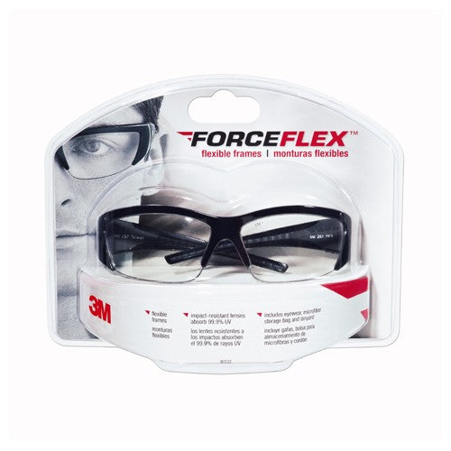 3M ForceFlex Eyewear 92232H1-DC Black Clear Lens Anti-Scratch - Makers Industrial Supply